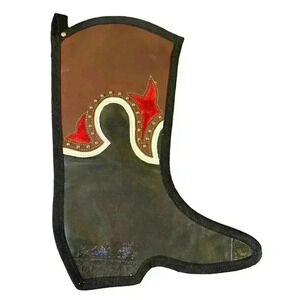 Saddle Barn Leather Western Cowboy Boot Christmas Holiday Stocking